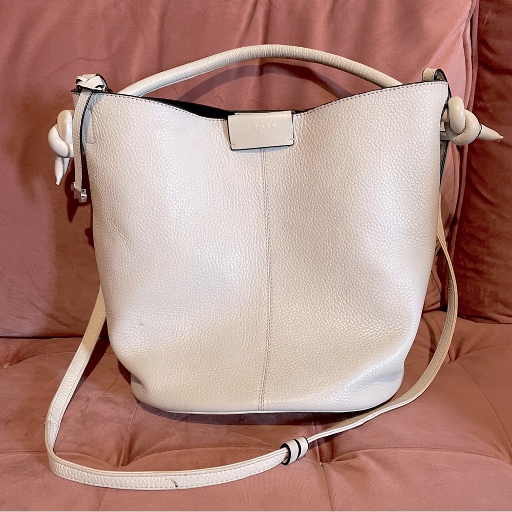 Radley London ADA STREET bucket bag purse crossbody shoulder off white leather